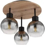 Deckenleuchte Schlafzimmerlampe Deckenstrahler Holzoptik Glasschirm 3-flammig