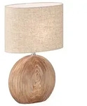 Tischleuchte Nachttischlampe Beistellleuchte E14 Keramik Holzoptik Textil sand