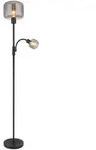 Stehlampe Rauchglas Stehleuchte Wohnzimmerlampe Leseleuchte Flexo, Metall Glas