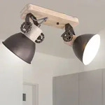 RETRO Decken Lampe Wohn Zimmer schwenkbar Holz Leuchte Industrie Stil Strahler 7969A