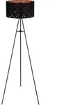 Steh Lampe Ess Zimmer Beistell Lese Stativ Leuchte Textil Schirm SCHWARZ-GOLD...