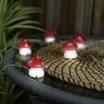 Solar Pilz Solar Terrassenbeleuchtung f&uuml;r Au&szlig;en Lichterkette Pilze, 6x