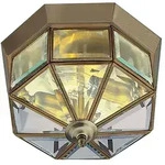 Decken Lampe Messing Leuchte Antik Brass Glas Dimmbar Wohn Schlaf Zimmer