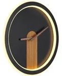 LED Wanduhr Holzoptik Wandleuchte mit Uhr Wanduhr Analog mit Beleuchtung,...