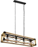 Pendelleuchte Holzlampe Esstischleuchte H&auml;ngeleuchte, mit Holzrahmen, Metall