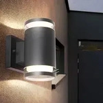 Au&szlig;en Wand Spot Lampe Up Down Leuchte Aluminium Glas Anthrazit Hof Beleuchtung
