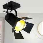 VINTAGE Decken Leuchte Dielen Studio Strahler Lampe schwarz-gold Spot verstellbar