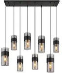 H&auml;ngelampe Esszimmerlampe Pendelleuchte Deckenleuchte Glas Rauchfarbe 8-Flammig