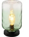 Retro Tischlampe Glas gr&uuml;n klar Wohnzimmerlampe Tischleuchte Nachttischlampe