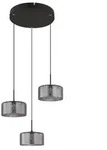 Pendellampe H&auml;ngelampe Esstischleuchte schwarz Rauchglas 3 flammig LED H 150 cm