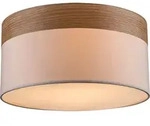 Deckenleuchte Deckenlampe Wohnzimmer Leuchte rund blau Holz Textil beige, Metall