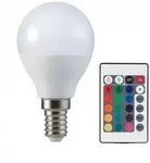 RGB LED E14 Leuchtmittel dimmbar mit Fernbedienung Kugel mit Farbwechsel, 4,8...