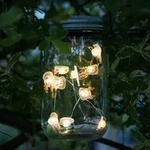 LED Solar Tisch Einmach-Glas H&auml;nge Leuchte Party Lichterkette 10x Rentier,...