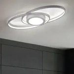 LED Design Decken Lampe Switch DIMMER Wohn Ess Zimmer Beleuchtung Flur Lampe silber