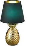 Textil Nacht Tisch Lampe Fernbedienung SCHWARZ GOLD Ananas Keramik Leuchte...