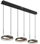 H&auml;ngelampe Pendellampe Esszimmerlampe grau Kristalle 3 flammig CCT LED H 150 cm
