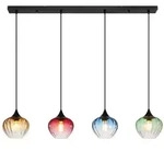 Esszimmerleuchte H&auml;ngeleuchte Wohnzimmerlampe 4-Flammig Glas bunt schwarz E27