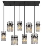 Pendelleuchte H&auml;ngelampe Deckenleuchte Esszimmerlampe Glas Rauchfarbe 8-Flammig