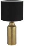 Tischleuchte Keramik gold Beistellleuchte Textilschirm schwarz Tischlampe...