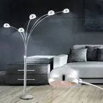 Stehleuchte Standlampe Stehlampe Chrom Wohnzimmer Modern mit Marmorsockel silber,
