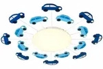 Deckenlampe Deckenleuchte Kinderzimmerlampe gemustert Blau Metall D 63 cm