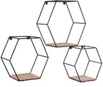 Wandregal Schweberegal schwarz Metallregal Wohnzimmerregal Holzoptik 3er Set