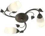 Deckenleuchte 3 Strahler Deckenlampe Wohnzimmerleuchte rostfarben Glas Bl&auml;tter,
