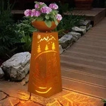 Dekos&auml;ule Pflanzenschale Blumenschale Gartendeko Au&szlig;enlampe Pflanzs&auml;ule mit