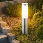 Au&szlig;enlampe silber Sockelleuchte Garten Stehlampe modern, Wegeleuchte wetterfest