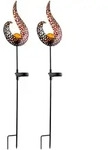 2er Set LED Au&szlig;en Solar Dekoleuchte Solarlampe Stecklampe Au&szlig;enleuchte Metall...