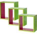 Design Regal 3 teilig MDF hellgr&uuml;n hochglanz pink M&auml;dchen Dekoration Wohn...