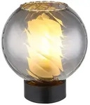 Tischleuchte Beistelllampe Leselampe Metall schwarz matt Rauchglas H 22 cm