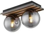 LED Deckenlampe Deckenleuchte Wohnzimmerlampe Rauchglas Glaskugel 2 flammig, Metall