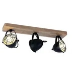 Deckenlampe schwarz Wohnzimmerleuchte Landhaus Deckenstrahler 3-flammig Holzlampe,