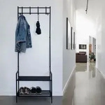 Garderobe mit Schuhschrank schwarz Jackenst&auml;nder Metall Dogstation Garderobe