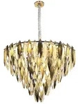 Luster Kronleuchter H&auml;ngeleuchte Metall goldfarben K9 Kristall champagner D 60...