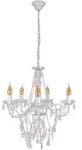 Pendellampe Kronleuchter H&auml;ngeleuchte wei&szlig; Kristalle Wohnzimmerlampe H 85 cm