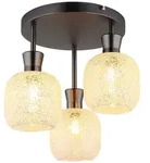 Deckenleuchte Deckenlampe Wohnzimmerlampe Metall schwarz-chrom matt Glas D 33 cm