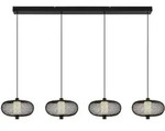 LED H&auml;ngelampe 4 flammig Esstischleuchte Metallgeflecht Pendellampe schwarz