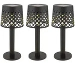 3x LED Solarlampe Tischleuchte Au&szlig;enlampe Terrassenlampe klar schwarz H 21 cm