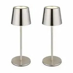 LED Tischlampe Akku Tischleuchte Touch Au&szlig;en Innen silber Gartenleuchte...