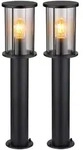 2x Wegeleuchte Stehleuchte Au&szlig;enbereich IP54 Rund Schwarz Edelstahl H 60 cm
