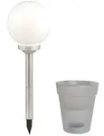 Gartendeko Solarlampe Blumentopf beleuchtet warmwei&szlig; Kugellampe, Kunststoff...