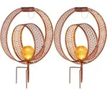 2x Solarlampe orientalische Kugel Garten Crackle Glas rost Optik H 42 cm