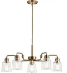 Kronleuchter H&auml;ngelampe Deckenlampe Pendellampe Stahl Glas Messing 5-Flammig