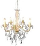 Pendellampe Kronleuchter H&auml;ngeleuchte gold Kristalle Wohnzimmerlampe H 85 cm