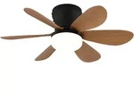 LED Deckenventilator Ventilator Wohnzimmerlampe Dimmbar Schwarz Metall D 51 cm