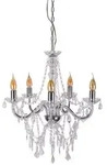 Pendellampe Kronleuchter H&auml;ngeleuchte chrom Kristalle Wohnzimmerlampe H 85 cm