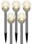 5x LED Au&szlig;enleuchte Steckleuchte Gartenleuchte IP44 Silber Edelstahl H 24,5 cm