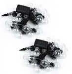 2x LED Au&szlig;enleuchte Lichterkette Gartenleuchte Solar Schwarz Hanfseil L 460 cm